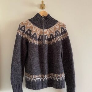 Heartloom Nordic Gray and Cream Turtleneck Sweater